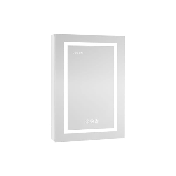 Rory Grooved 24x32" Rectangle Recessed or Wall Mounted Left-Hand LED Medicine Cabinet with Mirror