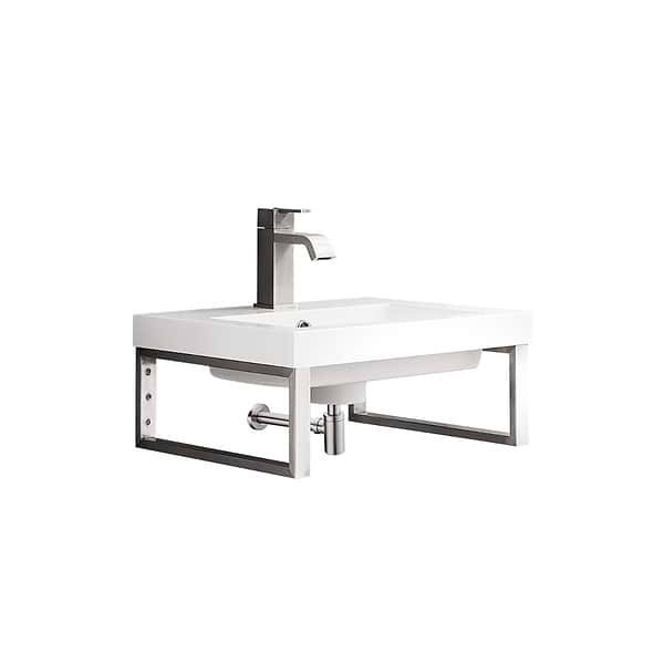 James Martin Vanities Boston Brushed Nickel 20" Floating Sink with White Integrated Top