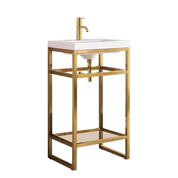 James Martin Vanities Boston Radiant Gold 20" Freestanding Vanity with White Integrated Top