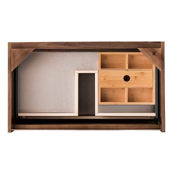 James Martin Vanities Mantova Mid-Century Walnut 32" Floating Vanity with Charcoal Black Integrated Top
