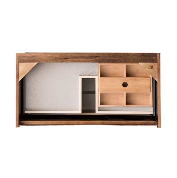 James Martin Vanities Mantova Mid-Century Walnut 36" Floating Vanity with Charcoal Black Integrated Top