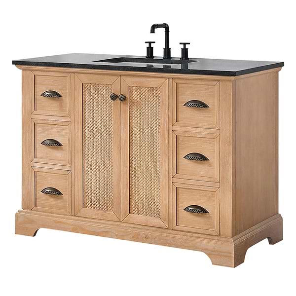 Olivier Blonde Wood 48" Single Vanity with Black Marble Top