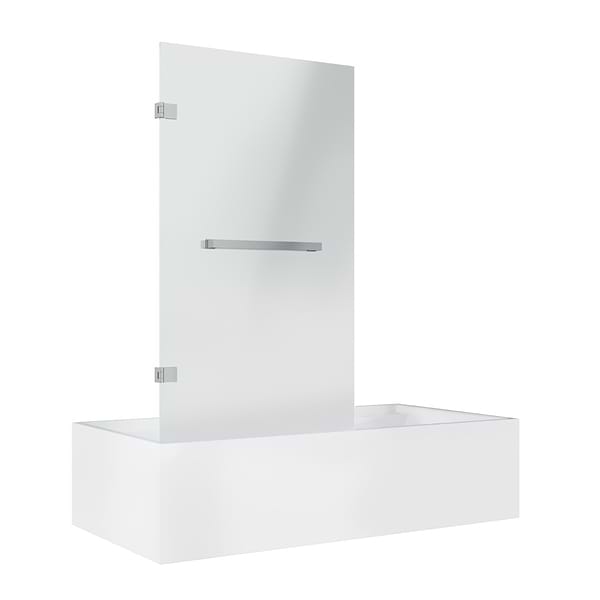 Milo 34"x58" Reversible Hinged Bathtub Screen with Clear Glass in Stainless Steel