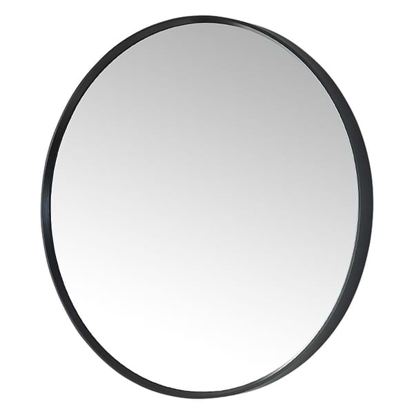 Olinda Brushed Black 28" Framed Round Mirror