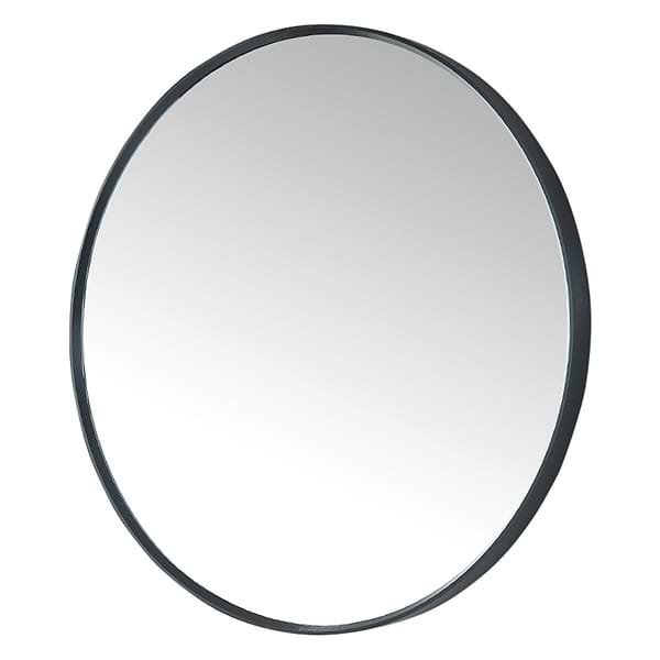 Olinda Brushed Black 32" Framed Round Mirror