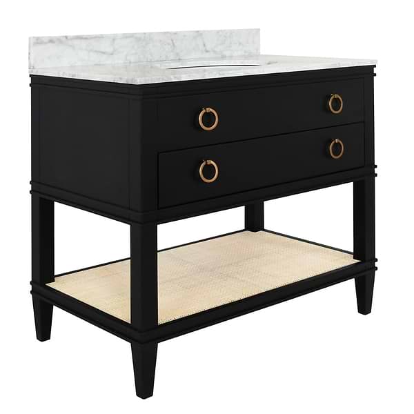 Sade Black 36" Single Vanity with Carrara Marble Top
