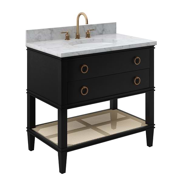 Sade Black 36" Single Vanity with Carrara Marble Top