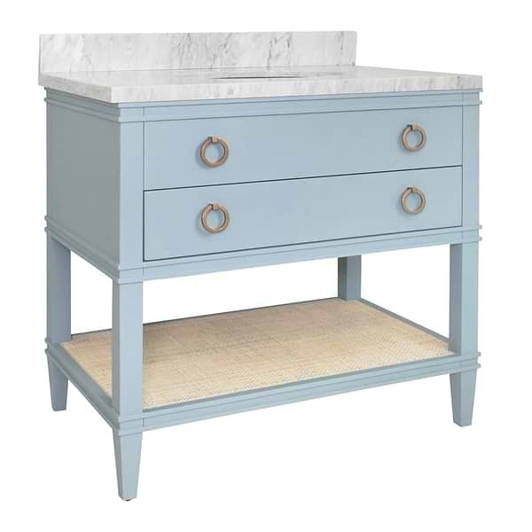 Sade Sky Blue 36" Single Vanity with Carrara Marble Top