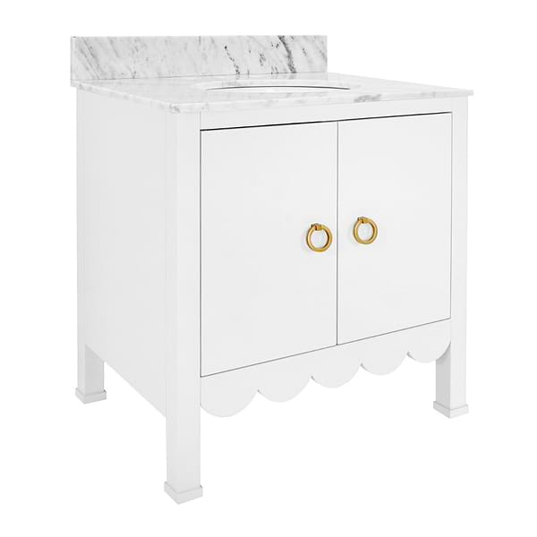 Kasey White 30" Single Vanity with Carrara Marble Top