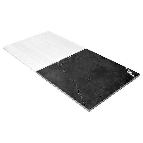Alterno Black Silk and Glacier White Select 12x12 Honed Marble Checkerboard Tile