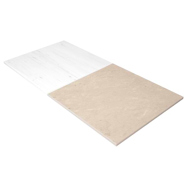 Alterno Crema Ella Beige and Glacier White Extra 12x12 Honed Marble Checkerboard Tile