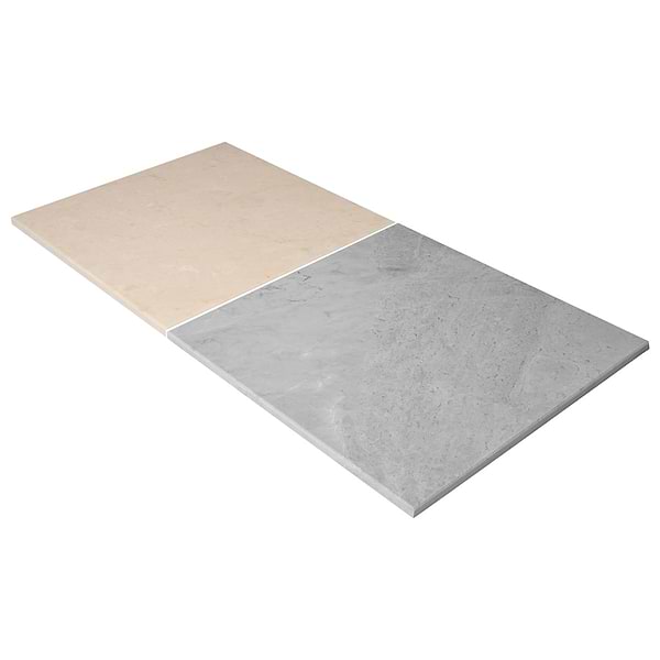 Alterno Earth Gray and Crema Ella Beige 12x12 Honed Marble Checkerboard Tile