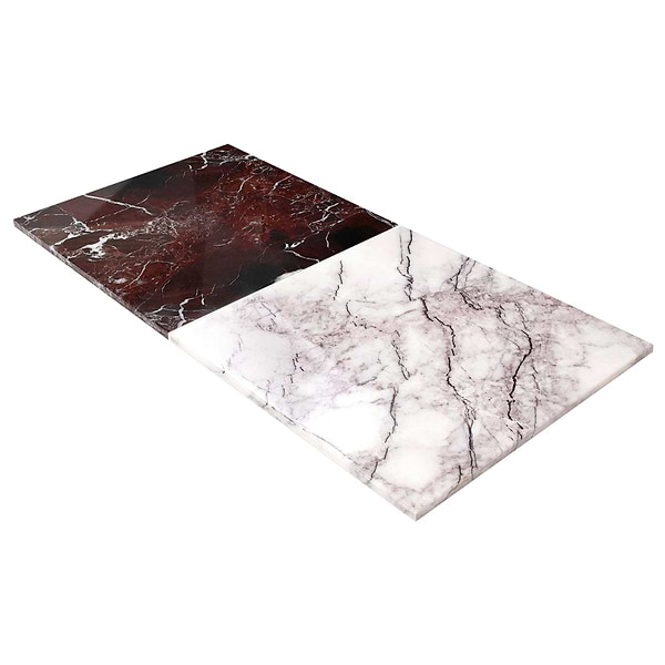 Alterno Lilac and Rosso Levanto Red 12x12 Polished Marble Checkerboard Tile
