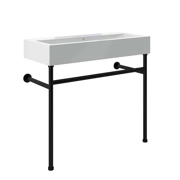 Apollo Matte Black 39" Single Console with No Hole White Ceramic Top