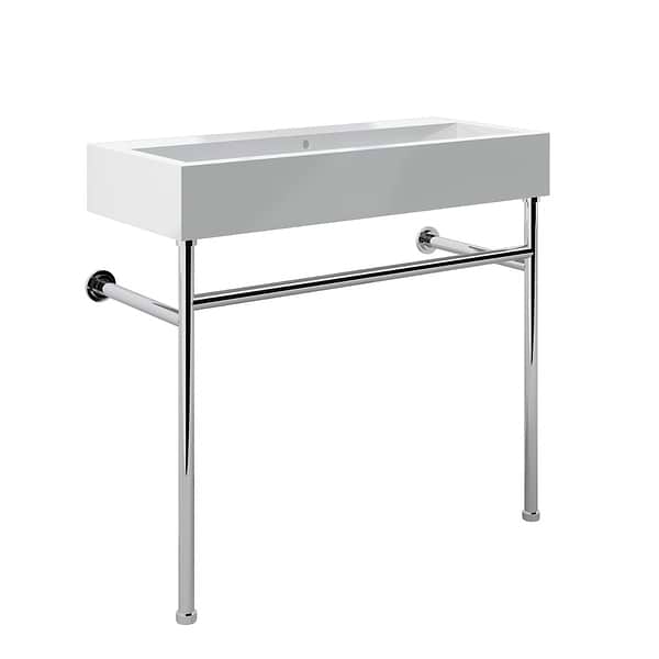 Apollo Polished Chrome 39" Single Console with No Hole White Ceramic Top