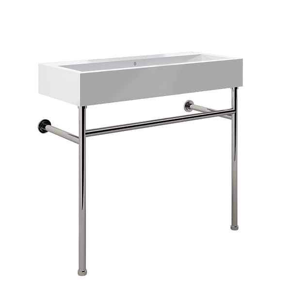Apollo Polished Nickel 39" Single Console with No Hole White Ceramic Top