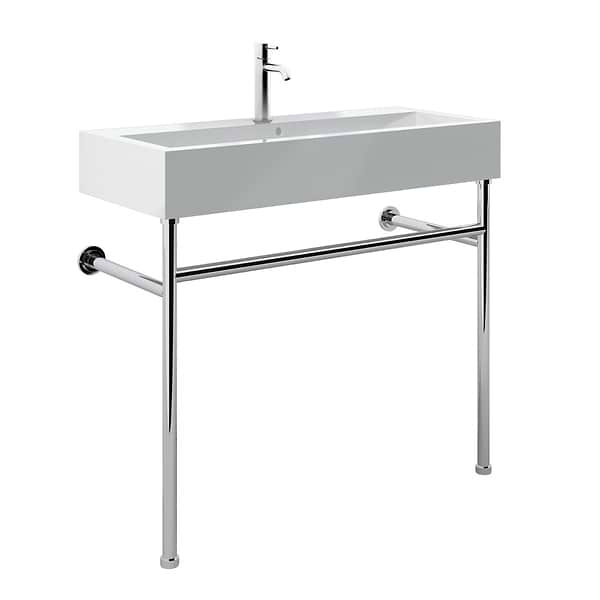 Apollo Polished Chrome 39" Single Console with Single Hole White Ceramic Top
