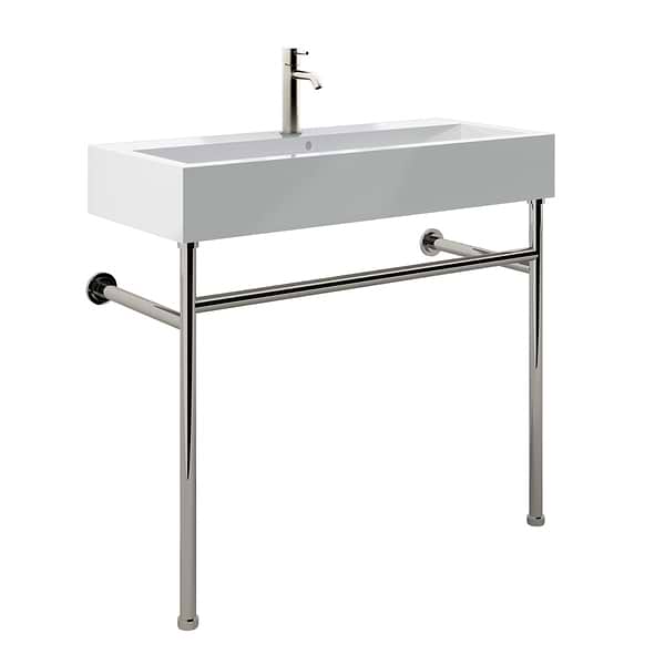 Apollo Polished Nickel 39" Single Console with Single Hole White Ceramic Top