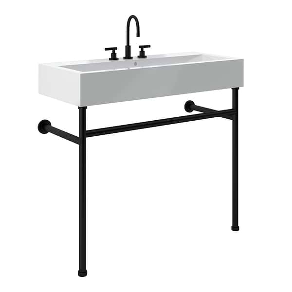 Apollo Matte Black 39" Single Console with Widespread White Ceramic Top