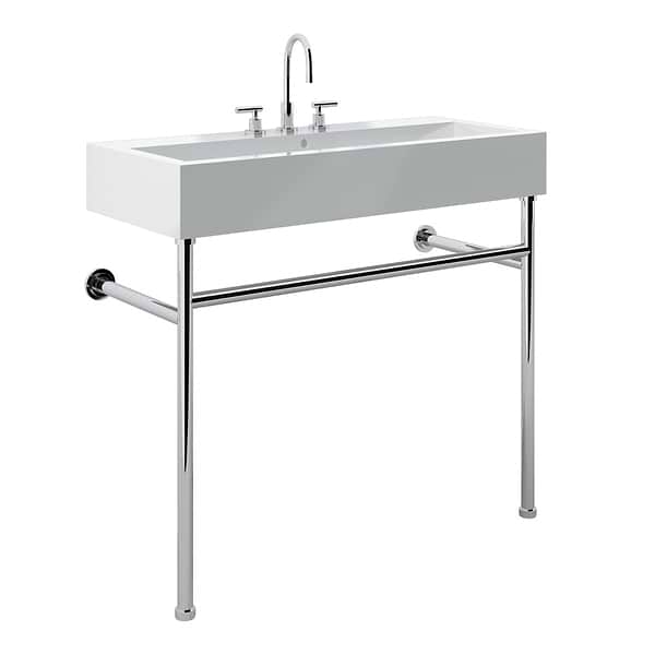 Apollo Polished Chrome 39" Single Console with Widespread White Ceramic Top