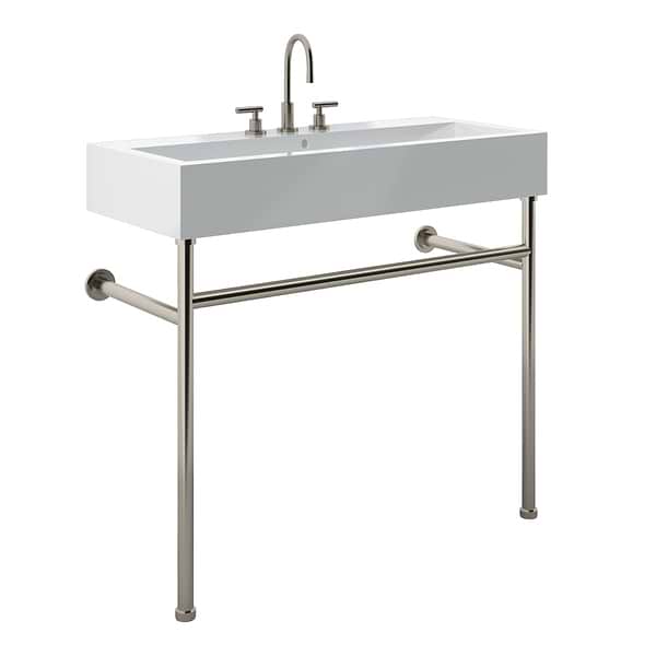 Apollo Brushed Nickel 39" Single Console with Widespread White Ceramic Top