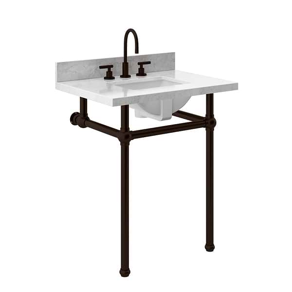 Pierce Oil Rubbed Bronze 30" Single Console with Rectangle Sink and Carrara Marble Top