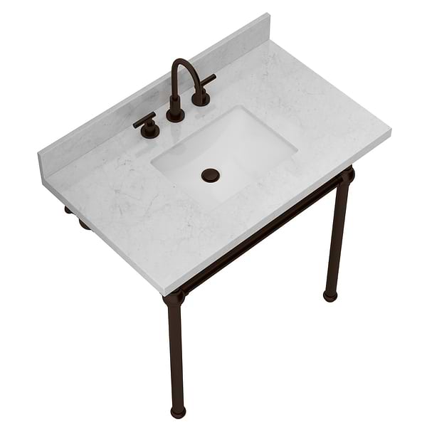 Pierce Oil Rubbed Bronze 36" Single Console with Rectangle Sink and Carrara Marble Top