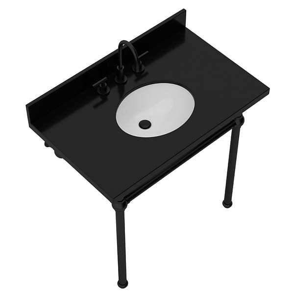 Pierce Matte Black 36" Single Console with Oval Sink and Black Granite Top