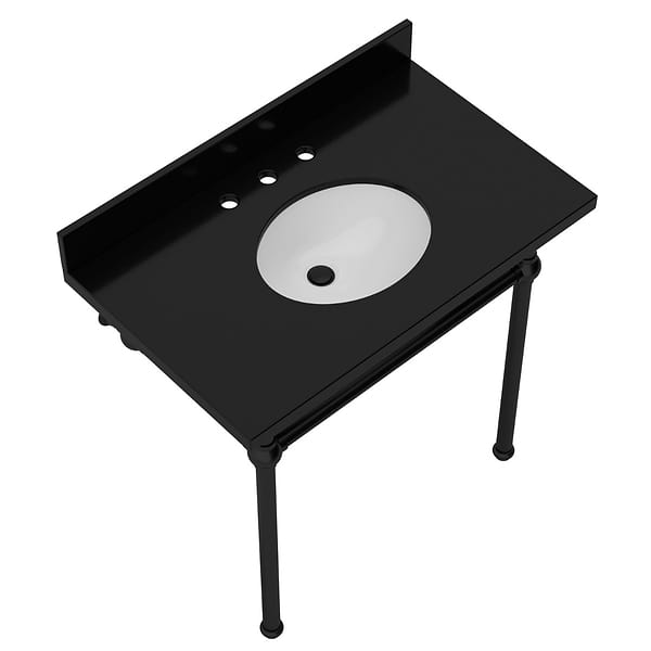 Pierce Matte Black 36" Single Console with Oval Sink and Black Granite Top