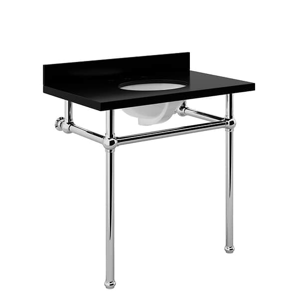 Pierce Polished Chrome 36" Single Console with Oval Sink and Black Granite Top