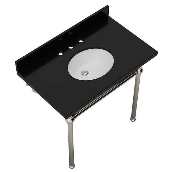 Pierce Brushed Nickel 36" Single Console with Oval Sink and Black Granite Top