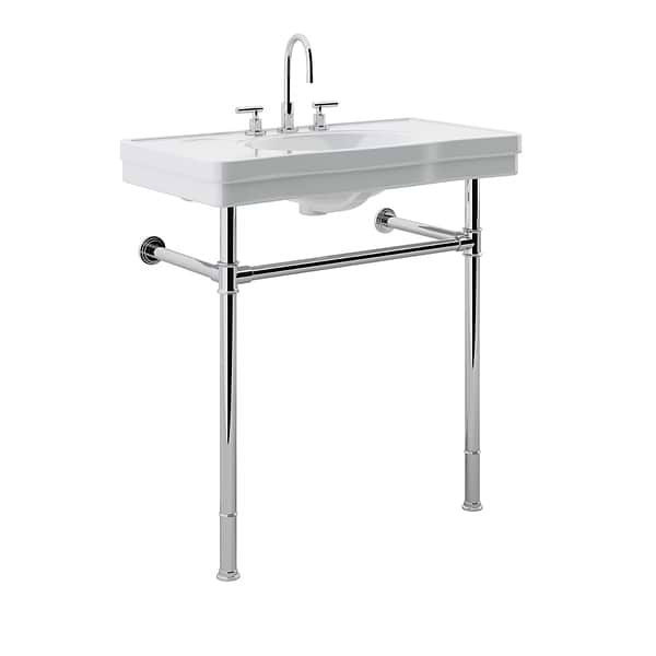 Charles Polished Chrome 36" Single Console with White Ceramic Top
