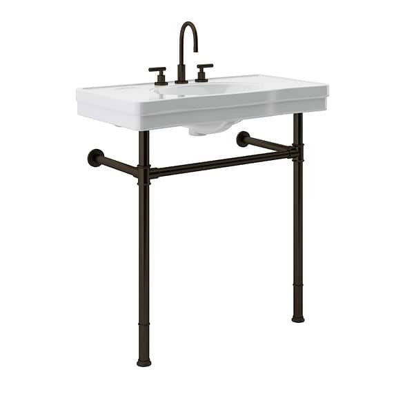 Charles Oil Rubbed Bronze 36" Single Console with White Ceramic Top