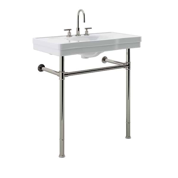 Charles Polished Nickel 36" Single Console with White Ceramic Top