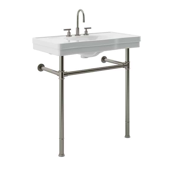 Charles Brushed Nickel 36" Single Console with White Ceramic Top