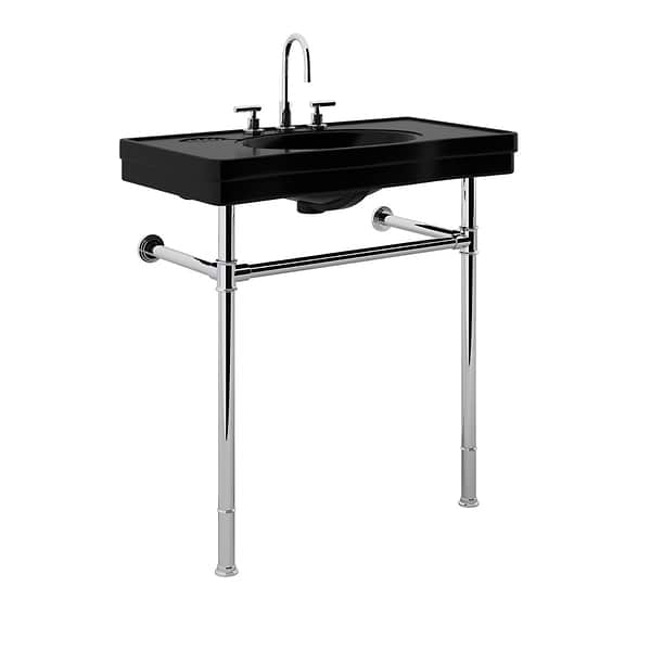 Charles Polished Chrome 36" Single Console with Black Ceramic Top