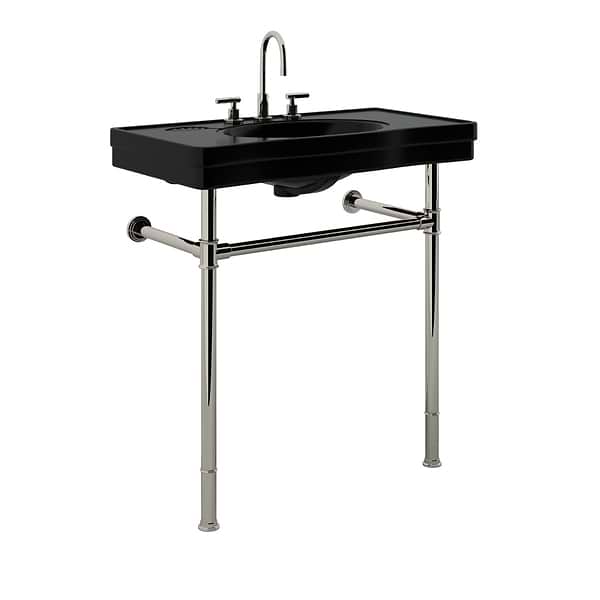 Charles Polished Nickel 36" Single Console with Black Ceramic Top
