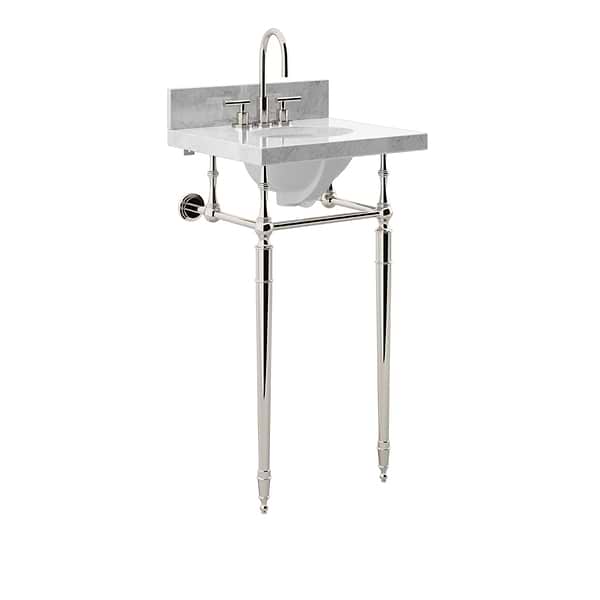 Napoleon Polished Nickel 19" Single Console with Carrara Marble Top Oval Sink and Backsplash