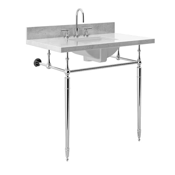 Napoleon Polished Chrome 36" Single Console with Carrara Marble Top Rectangle Sink and Backsplash