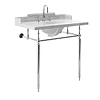 Napoleon Polished Nickel 36" Single Console with White Marble Top Rectangle Sink and Side Splash