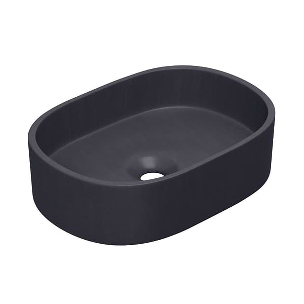 Parro Midnight Black 18" Concrete Oval Floating Sink by mudd.concrete