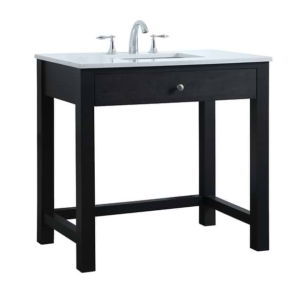 Murray Black 36" Single Vanity with White Cultured Marble Top