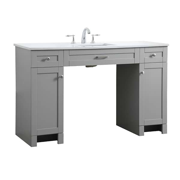 Calvin 54" Gray Single Vanity with Cultured Marble White Top
