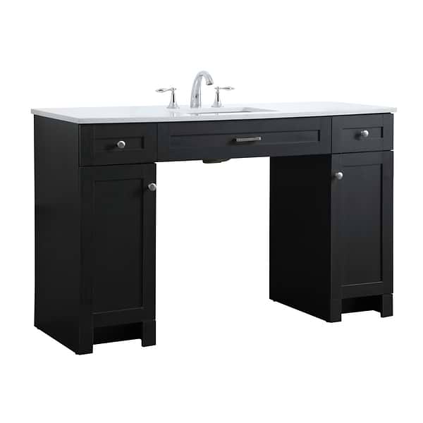 Calvin 54" Black Single Vanity with Cultured Marble White Top