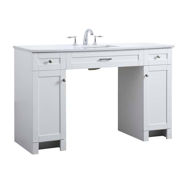 Calvin 54" White Single Vanity with Cultured Marble White Top