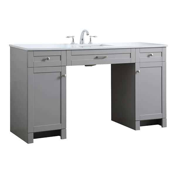 Calvin 60" Gray Single Vanity with Cultured Marble White Top