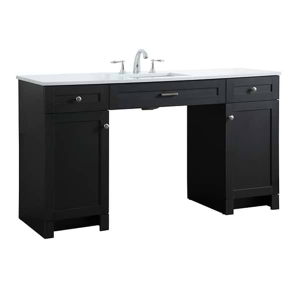 Calvin 60" Black Single Vanity with Cultured Marble White Top