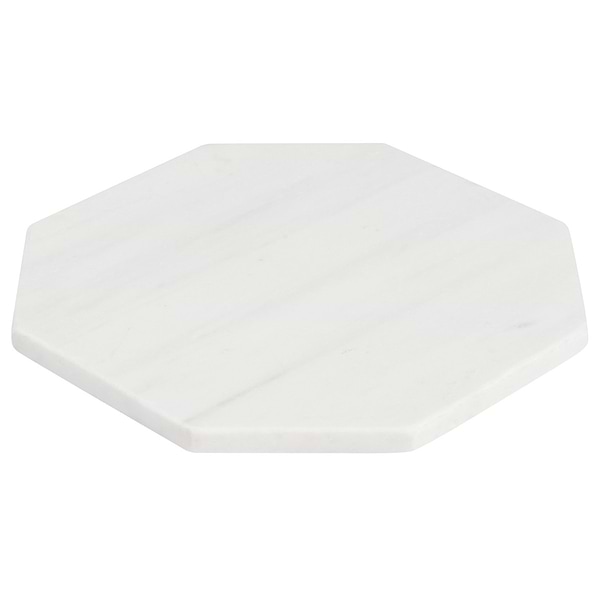 Alaris Glacier White 8" Octagon with Lilac Dot Tumbled Marble Tile