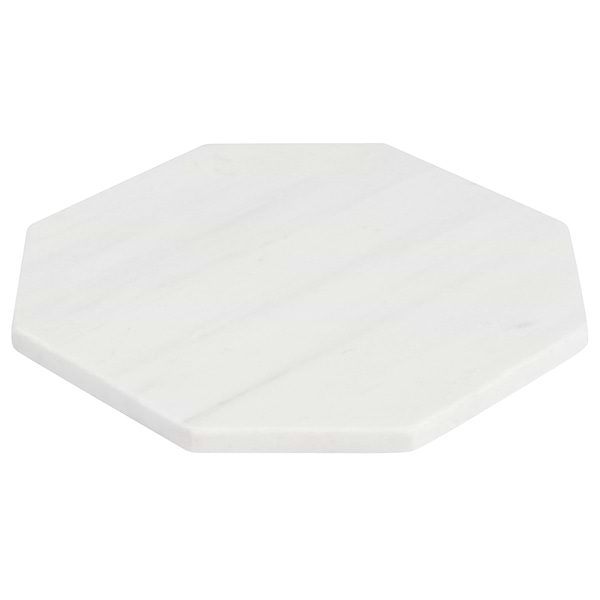 Alaris Glacier White 8" Octagon with Bellini Dot Tumbled Marble Tile