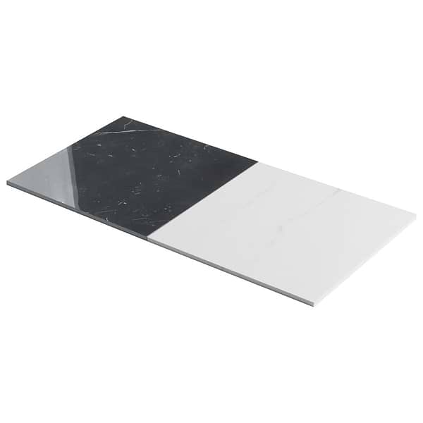 Fortunato Calacatta White and Nero Marquina Black 12x12 Polished Porcelain Checkerboard Tile